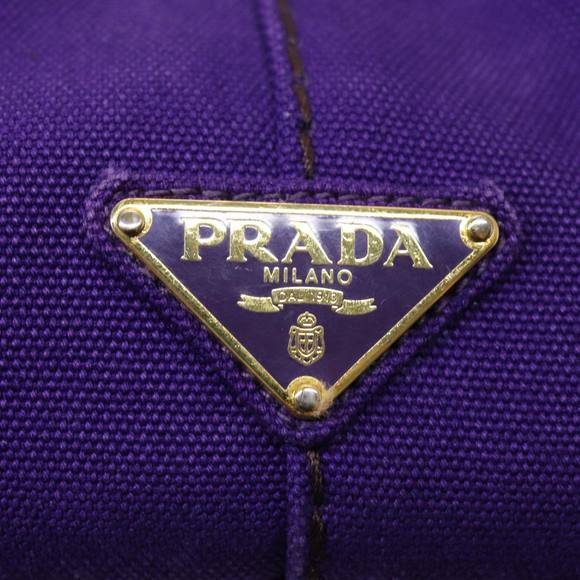 PRADA Canapa MM Hand Bag Canvas Purple Gold Auth yk14234 - Picture 15 of 16